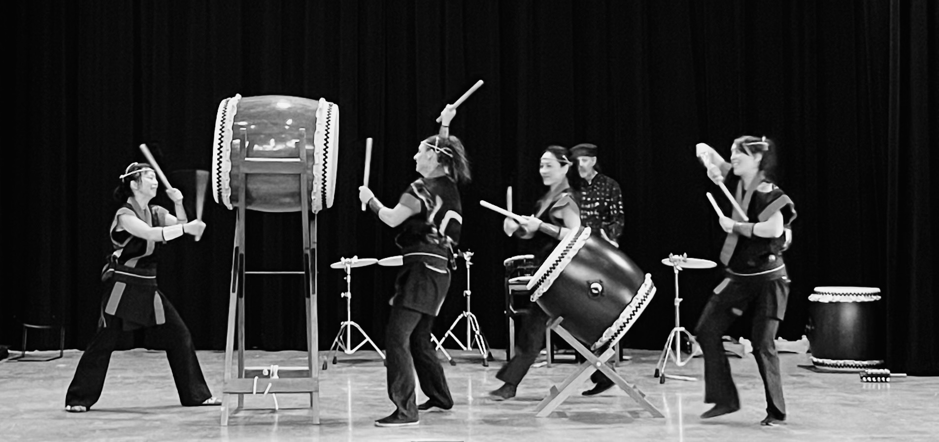 Boulder Taiko Ensemble playing drums